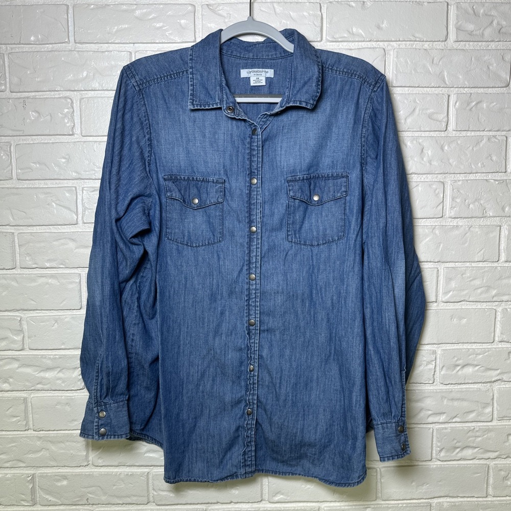 Liz Claiborne Simply Liz Lightweight Denim Shirt Size 2XL Women Button Up
